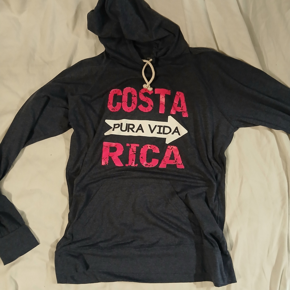 Pura Vida Costa Rica Long Sleeve Hoodie - Dark Gray